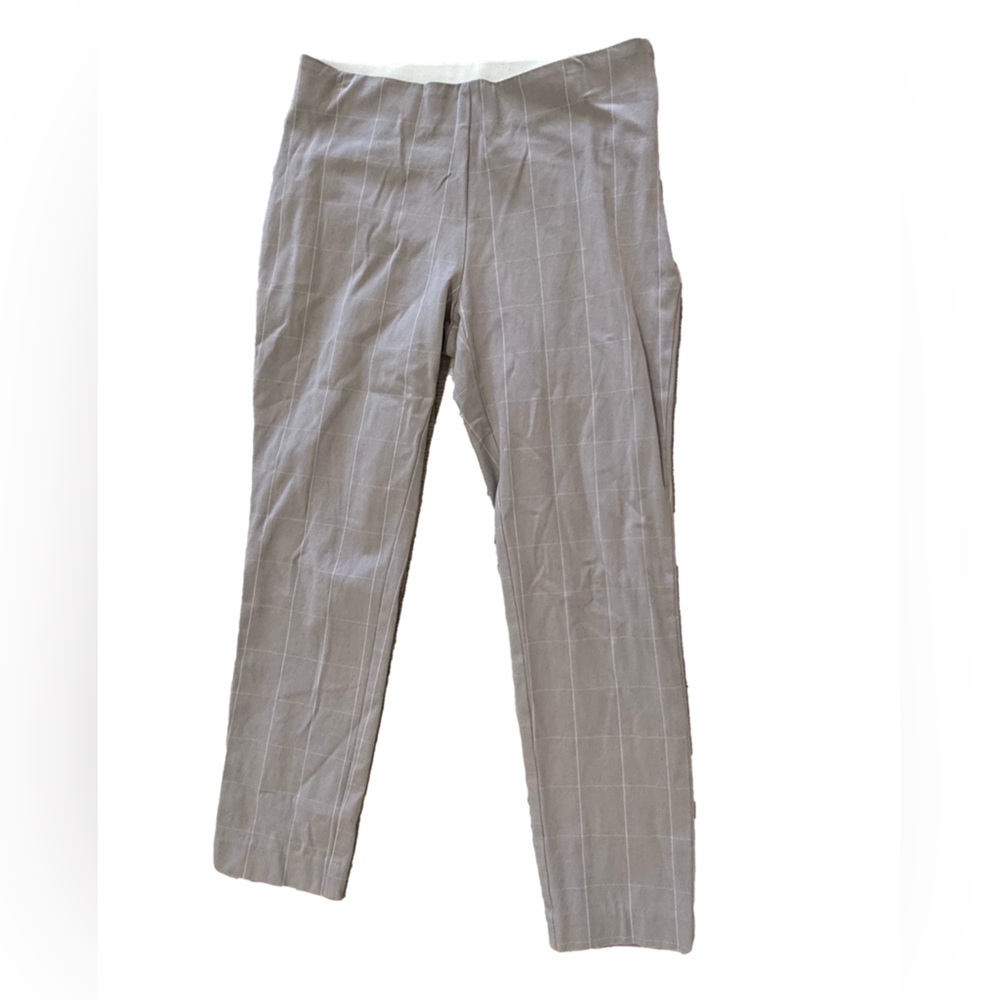 A new day Grey and White Accent Ankle Slacks w/ Elastic Waist Band/Side Zip Sz 6